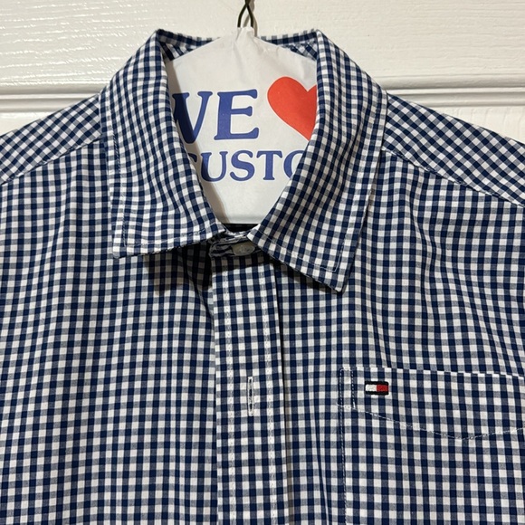Boys XL Tommy Hilfiger blue & white check button down shirt excellent condition. - Picture 2 of 6